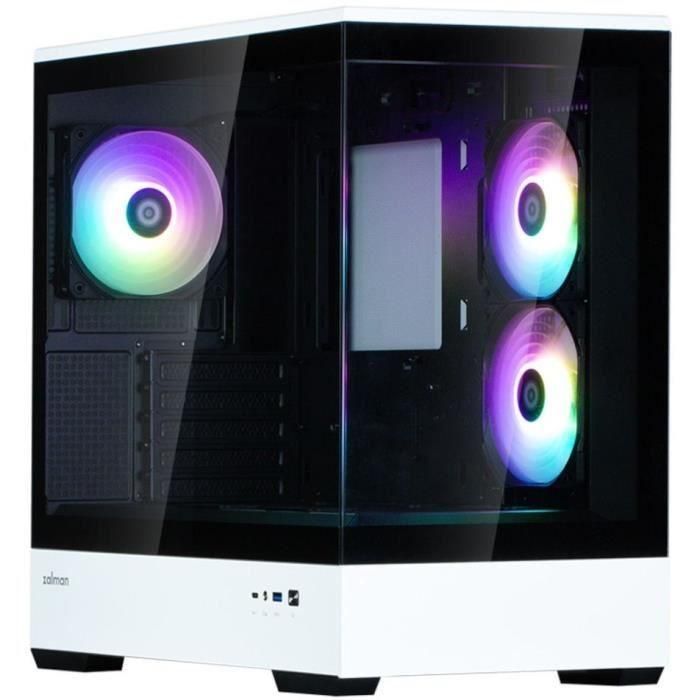 Caja PC Mini Tower sin fuente de alimentación - ZALMAN P30 BW (Negro/Blanco) - Micro ATX/Mini-ITX - 3x120mm A-RGB - USB-C/3.0/HD Audio