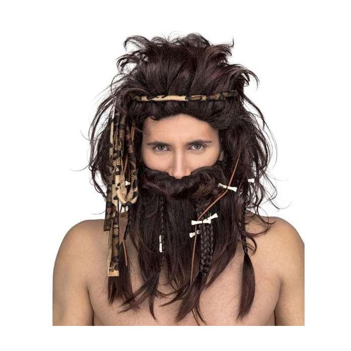My Other Me Peluca Hombre Cavernícola para Disfraces y Fiestas Temáticas, Accesorio de Vestuario Multicolor 185g, Edad Mínima 3 Años