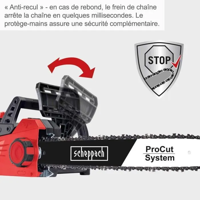 Scheppach Motosierra Eléctrica CSE2600 - 45.5 cm - 2400 W - Negro y Rojo 1