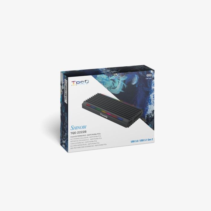 TooQ TQE-2222B Caja Externa SSD M.2 NVMe/NGFF USB 3.1 Gen2 USB-C Sin Tornillos RGB Negro Aluminio 3 TooQ TQE-2222B Caja Externa SSD M.2 NVMe/NGFF USB 3.1 Gen2 USB-C Sin Tornillos RGB Negro Aluminio 3