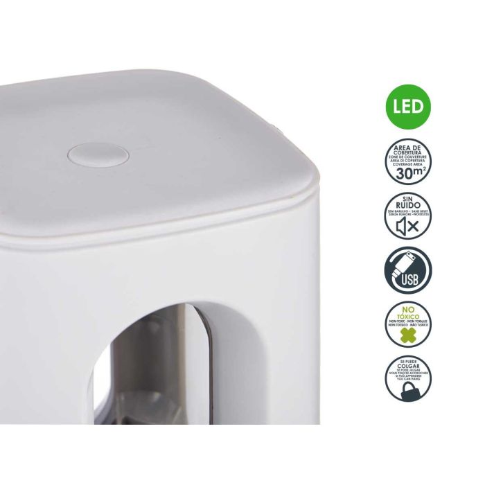 Lámpara Atrapa Mosquitos Ibergarden 13x22x16 cm, Blanco, USB, LED (6 Unidades) 3 Lámpara Atrapa Mosquitos Ibergarden 13x22x16 cm, Blanco, USB, LED (6 Unidades) 3
