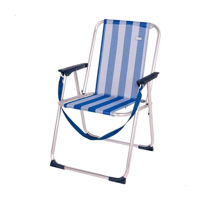 Silla playa aluminio plegable fija marinera 44x45x76 cm