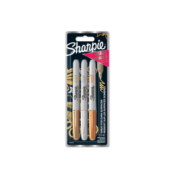 Sharpie Rotulador Permanente Fino Metálico Oro/Plata/Bronce Blister 3 Unidades Clipstrip 12 Blister 1