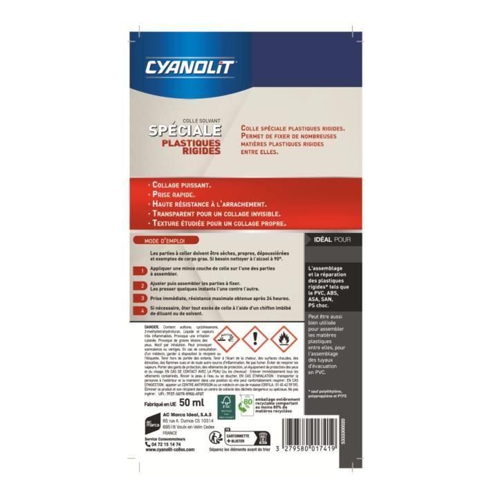 Cyanolit CYA3279580017419 Pegamento especial para plásticos. Fijación fuerte, versátil para plásticos. 2 Cyanolit CYA3279580017419 Pegamento especial para plásticos. Fijación fuerte, versátil para plásticos. 2