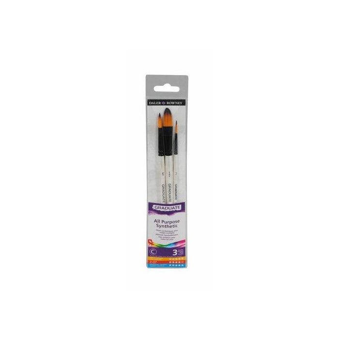 Pincel Daler Rowney Graduate Acuarela Mango Corto Blister De 3