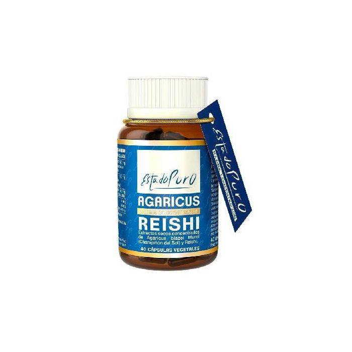 Estado Puro Agaricus con Reishi 40 Cápsulas para Sistema Inmunitario - Hongo del Sol Ganoderma lucidum