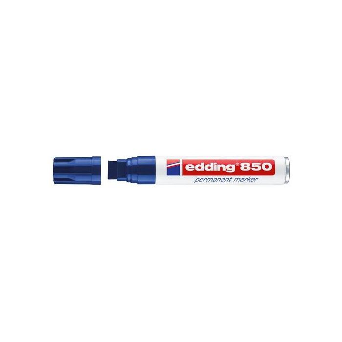 Edding Marcador Permanente 850 Azul, punta biselada 5-15mm, para papel, cartón, metal, vidrio, plástico, madera (5 Unidades) (5 Unidades)