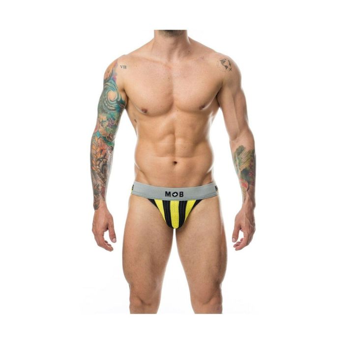Tanga Mob Eroticwear Amarillo Negro XXL 2 Tanga Mob Eroticwear Amarillo Negro XXL 2