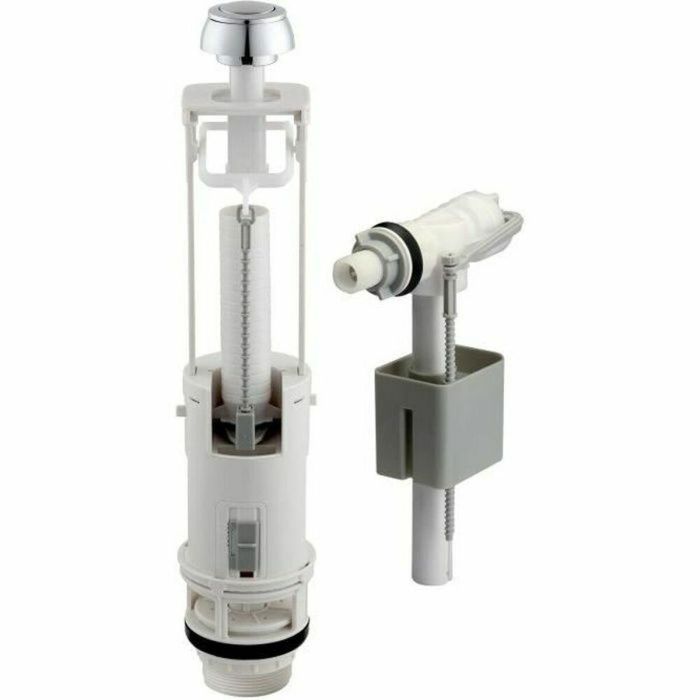 Edouard Rousseau Kit Mecanismo Descarga Inodoro Tanque Visible con Válvula Flotador Botón Pulsador Altura Ajustable Silencioso M 3/8