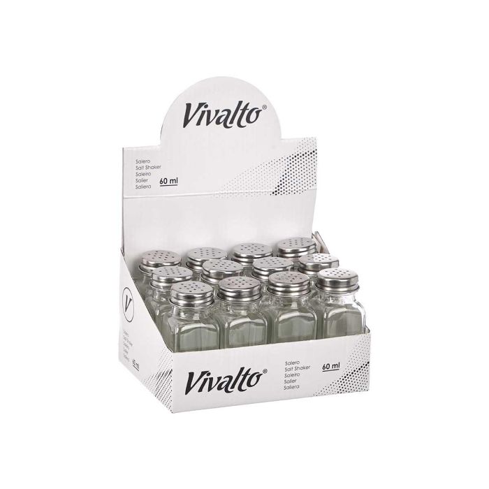 Salero Cristal Cuadrado Vivalto 4X9CM (48 Unidades) 2 Salero Cristal Cuadrado Vivalto 4X9CM (48 Unidades) 2