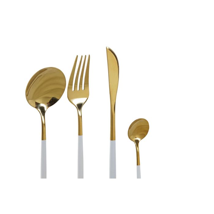 Cuberteria Basicos DKD Home Decor Dorado Blanco 2.5 x 20.5 x 4.5 cm Set de 16 2 Cuberteria Basicos DKD Home Decor Dorado Blanco 2.5 x 20.5 x 4.5 cm Set de 16 2