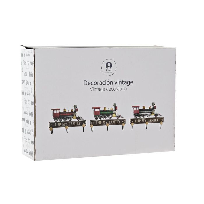 DKD Home Decor Perchero Pared Vintage Rojo Negro Metal y MDF 29 x 8 x 20 cm (3 Unidades) 2