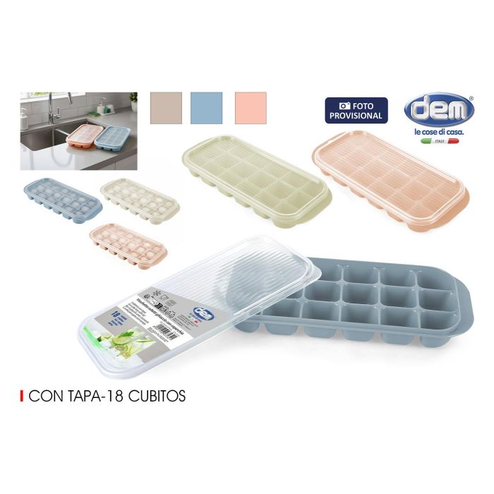 Inde Cubitera con Tapa para 18 Cubitos de Hielo, 25.5 x 11.3 x 3.2 cm (24 Unidades) Inde Cubitera con Tapa para 18 Cubitos de Hielo, 25.5 x 11.3 x 3.2 cm (24 Unidades)