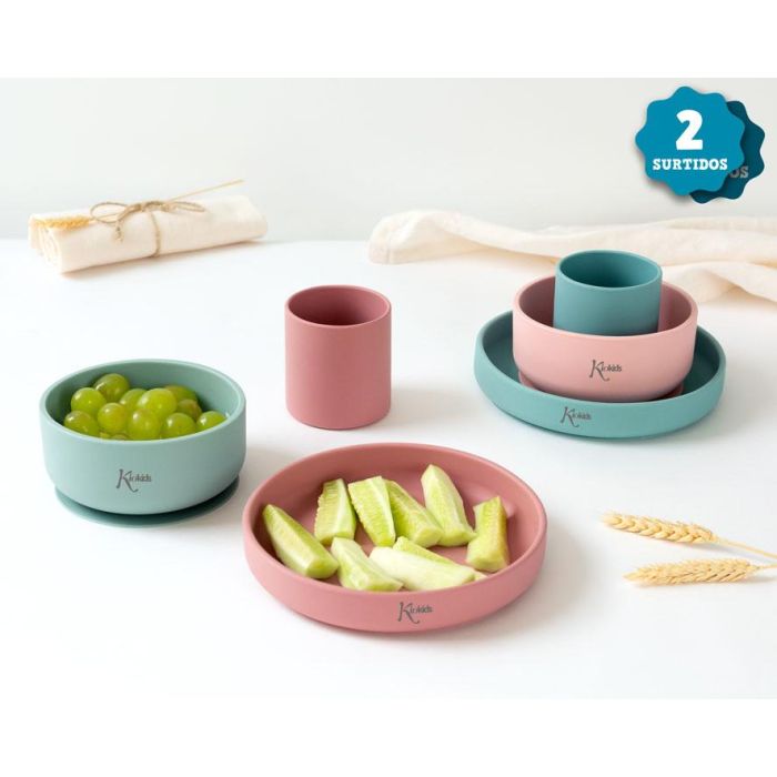 Set Vajilla 3 Piezas Silicona Rosa Y Verde 2 Surtidos Set Vajilla 3 Piezas Silicona Rosa Y Verde 2 Surtidos