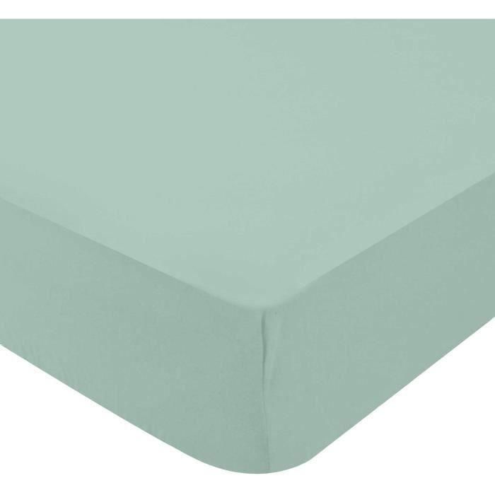 Domiva Juego de 2 sábanas bajeras Jersey 60 x 120 cm Blanco/Gris verde 2