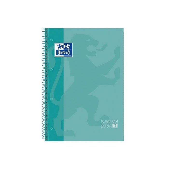 Oxford Bloc espiral tapa extradura microperforado A4 80 hojas, cuadrícula 5 mm, color menta hielo