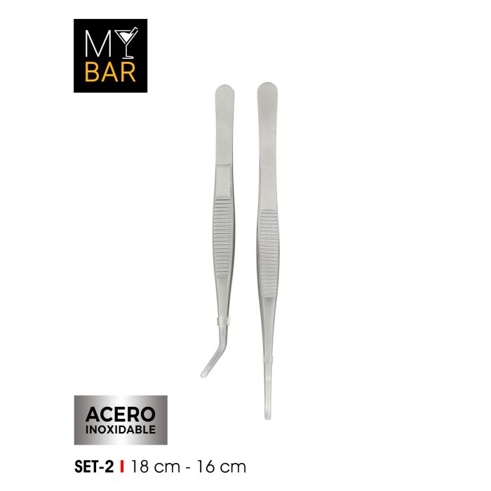 Set de 2 Pinzas para Cocina y Servir de Acero Inoxidable 18 cm + 16 cm - My Bar (24 Cajas) 5 Set de 2 Pinzas para Cocina y Servir de Acero Inoxidable 18 cm + 16 cm - My Bar (24 Cajas) 5