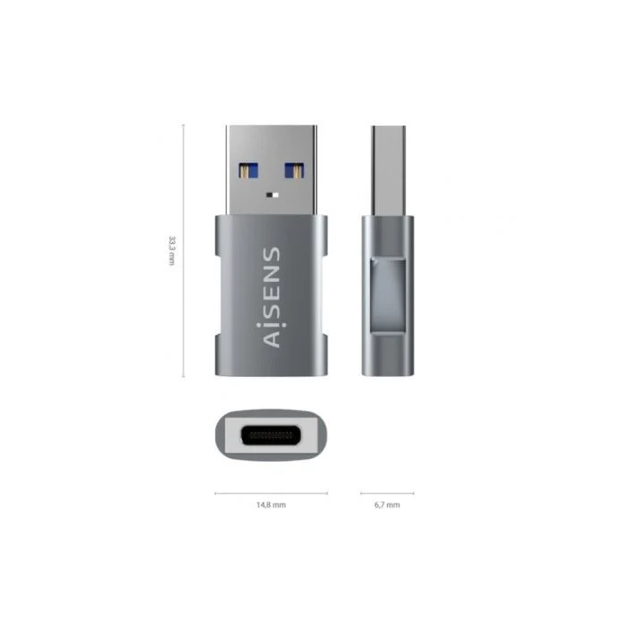 AISENS - MINI ADAPTADOR USB 3.2 GEN2 10G 3A, TIPO USB-C/H-A/M, GRIS 2