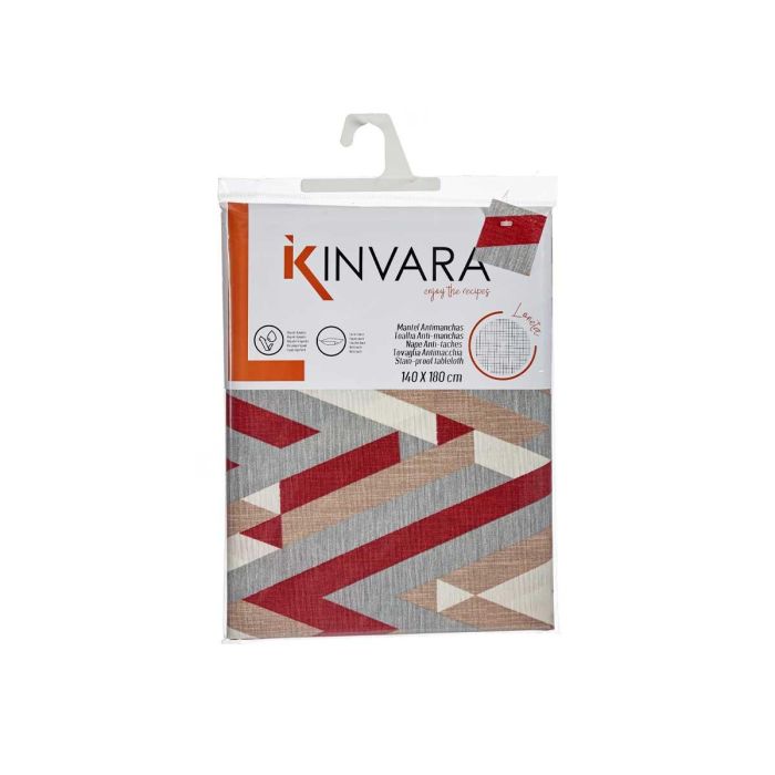 Kinvara Mantel Loneta Antimanchas Rayas Granate 140x180 cm (Set de 10) 2
