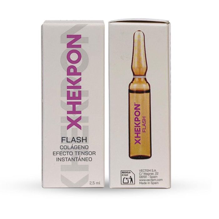 Xhekpon Flash - Ampollas Efecto Tensor Renovador con Aloe Vera y Colágeno Hidrolizado, Lifting Inmediato y Brillo, Piel Rostro, Cuello y Escote, 1 Unidad