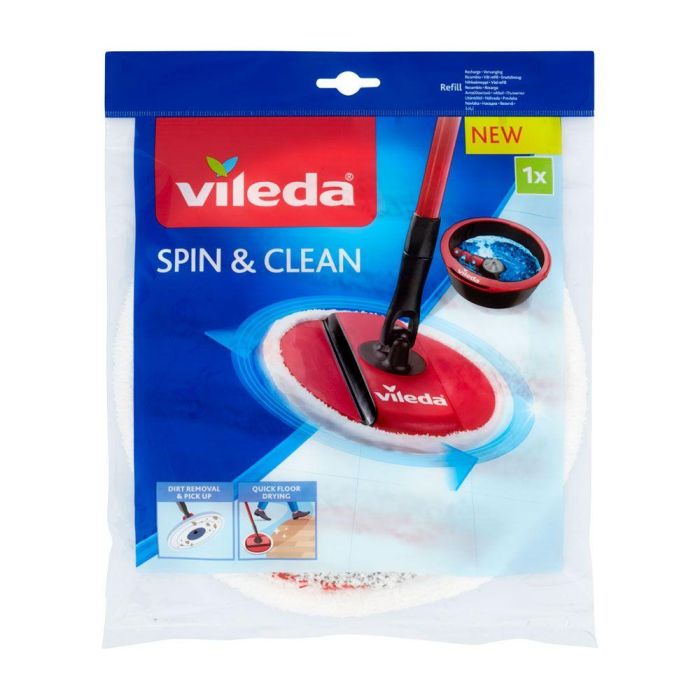Vileda Spin & clean Recambio Fregona Giratoria Microfibras Blanco/Rojo Vileda Spin & clean Recambio Fregona Giratoria Microfibras Blanco/Rojo