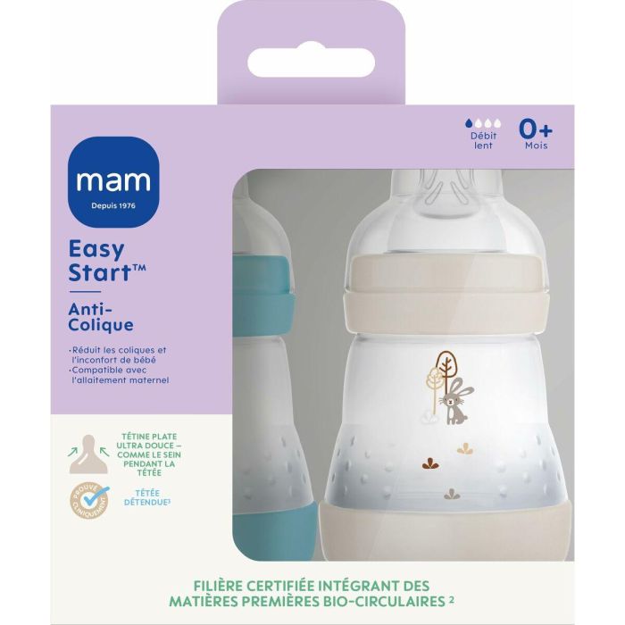 MAM MAM9001616836503 Set de 2 Biberones Easy Start Anticólico 160 ml Flow 1 Tetina Ocean + Sand 1 MAM MAM9001616836503 Set de 2 Biberones Easy Start Anticólico 160 ml Flow 1 Tetina Ocean + Sand 1