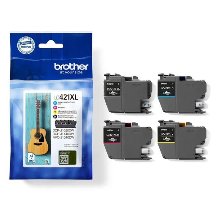 BROTHER Pack de 4 cartuchos de tinta negro, cian, magenta y amarillo LC421XLVAL para DCP-J1050DW / D 1 BROTHER Pack de 4 cartuchos de tinta negro, cian, magenta y amarillo LC421XLVAL para DCP-J1050DW / D 1