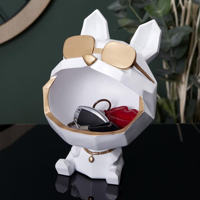 Home Deco Factory Vaciabolsillos Perro Gafas Escultura Home Deco Factory Bla 5