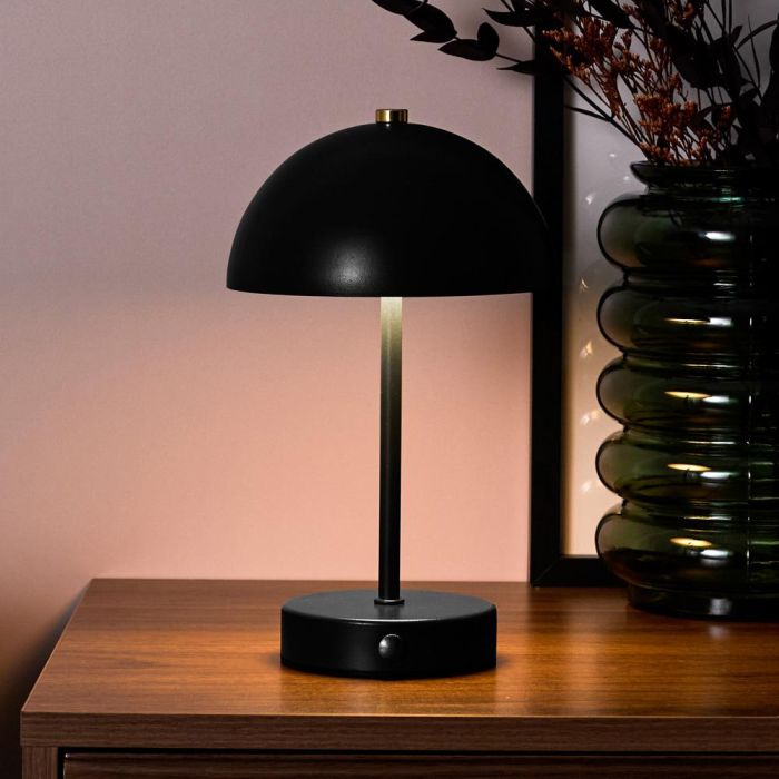 Lámpara De Mesa Recarg. Negra Home Deco Factory 4