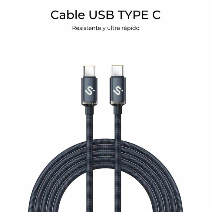 Cable USB-C a USB-C Subblim OPTIMUS Negro 1 m 13 Cable USB-C a USB-C Subblim OPTIMUS Negro 1 m 13
