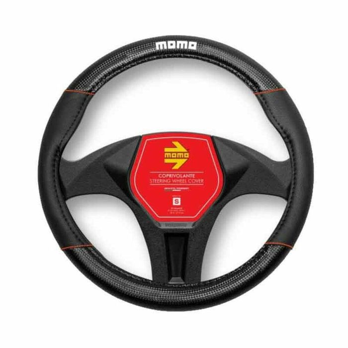 Momo MOMLSWC013BR Funda Volante Deportivo Carbono Perforado Negro y Rojo Universal 37-38cm | Agarre Antideslizante y Protección Total