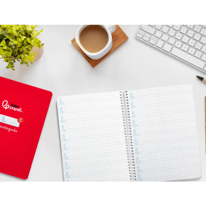 Liderpapel Cuaderno espiral Pautaguía A5, Tapa Dura, 80 Hojas, Papel 90gr, Cuadro Pautado 5mm, Rojo 7 Liderpapel Cuaderno espiral Pautaguía A5, Tapa Dura, 80 Hojas, Papel 90gr, Cuadro Pautado 5mm, Rojo 7