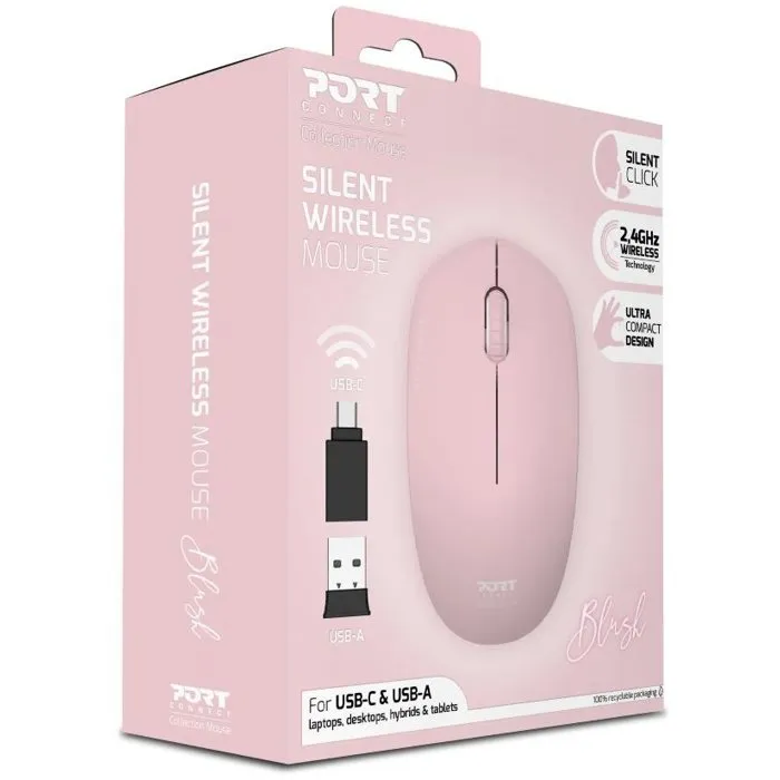 Port Designs Ratón Inalámbrico Colección II 900541 2,4 GHz Rosa Pálido Port Designs Ratón Inalámbrico Colección II 900541 2,4 GHz Rosa Pálido