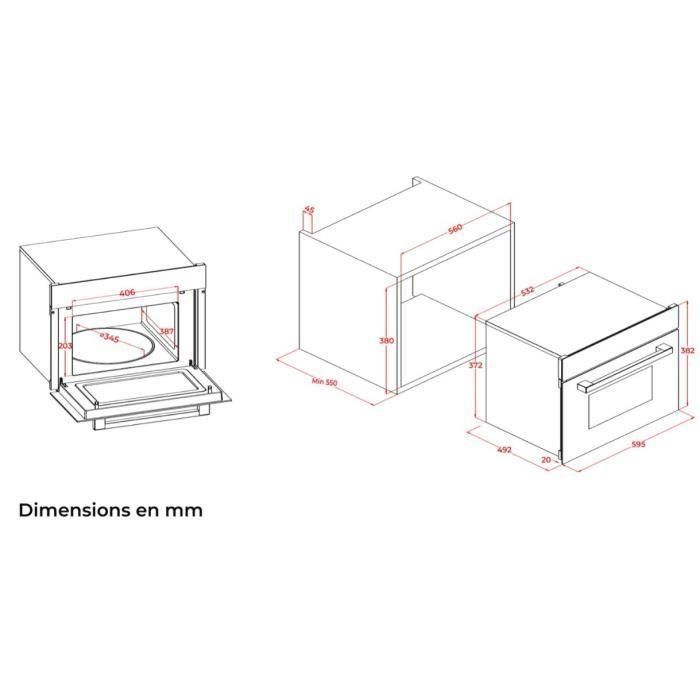 Continental Edison CEMO34CEB3 Horno Microondas Empotrable 1450W 34L Combinación Grill 59,5x38,3x49,2cm Negro 4 Continental Edison CEMO34CEB3 Horno Microondas Empotrable 1450W 34L Combinación Grill 59,5x38,3x49,2cm Negro 4