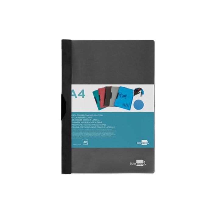 Liderpapel 35365 Carpeta dossier pinza lateral polipropileno DIN A4 negra, pinza deslizante, portada transparente para 30 hojas 1 Liderpapel 35365 Carpeta dossier pinza lateral polipropileno DIN A4 negra, pinza deslizante, portada transparente para 30 hojas 1
