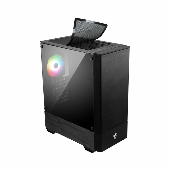 MSI MAG Forge 112R Caja PC Gaming Midi Tower Negra Transparente con Ventana Lateral de Cristal Templado, 4 Ventiladores ARGB y Filtro Anti-polvo 5
