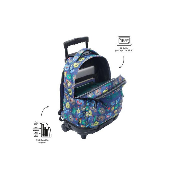 Totto Mochila Renglones Tello con ruedas 32x45.5x18 cm - 26L MA03ECO006-2416P-8JZ 3