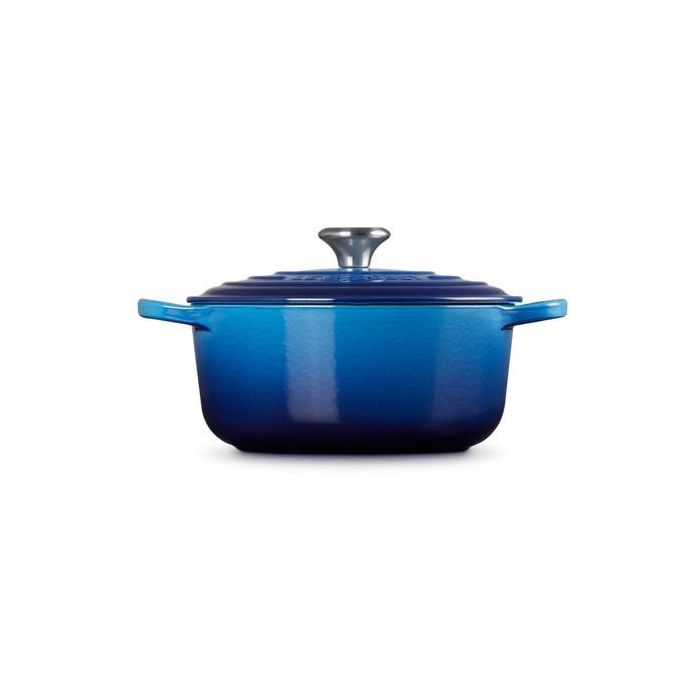 Le Creuset 21177202202430 Signature Gusseisen-Bräter mit Deckel, 20 cm, Azure 2