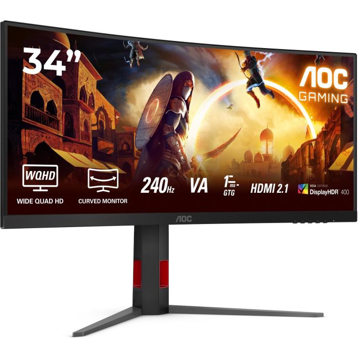 AOC CU34G4Z Monitor Gaming 34" Curvo Fast VA Wide Quad HD 3440x1440 1ms 240Hz 2xHDMI DisplayPort USB Negro/Rojo 1