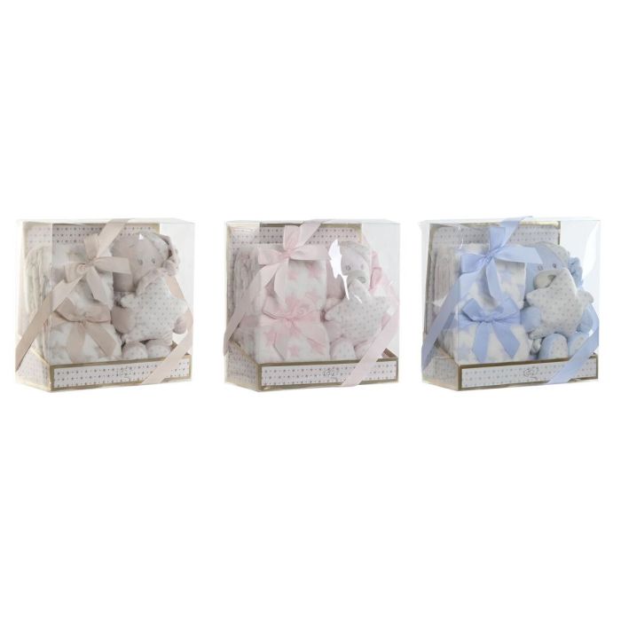 Peluche Manta Baby DKD Home Decor Rosa Azul 100 x 1 x 80 cm Set de 2 (3 Unidades) 4 Peluche Manta Baby DKD Home Decor Rosa Azul 100 x 1 x 80 cm Set de 2 (3 Unidades) 4