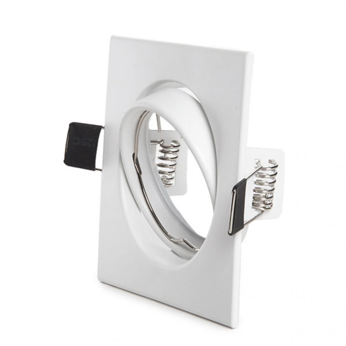 Aro Foco Downlight Basculante Cuadrado Blanco 83/83Mm