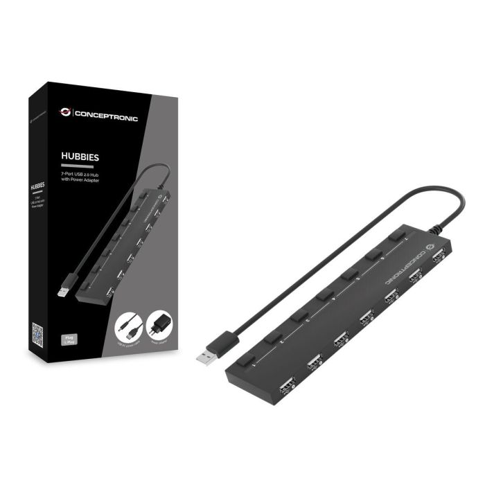 Conceptronic Hub USB 2.0 Hubbies08 7 Puertos, Negro - Expansión para PC/Portátil, Plug and Play, Incluye Adaptador 6 Conceptronic Hub USB 2.0 Hubbies08 7 Puertos, Negro - Expansión para PC/Portátil, Plug and Play, Incluye Adaptador 6