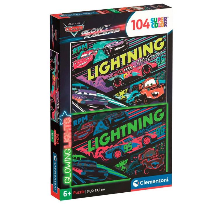 CLEMENTONI Puzzle Cars Disney Glowing 104 piezas