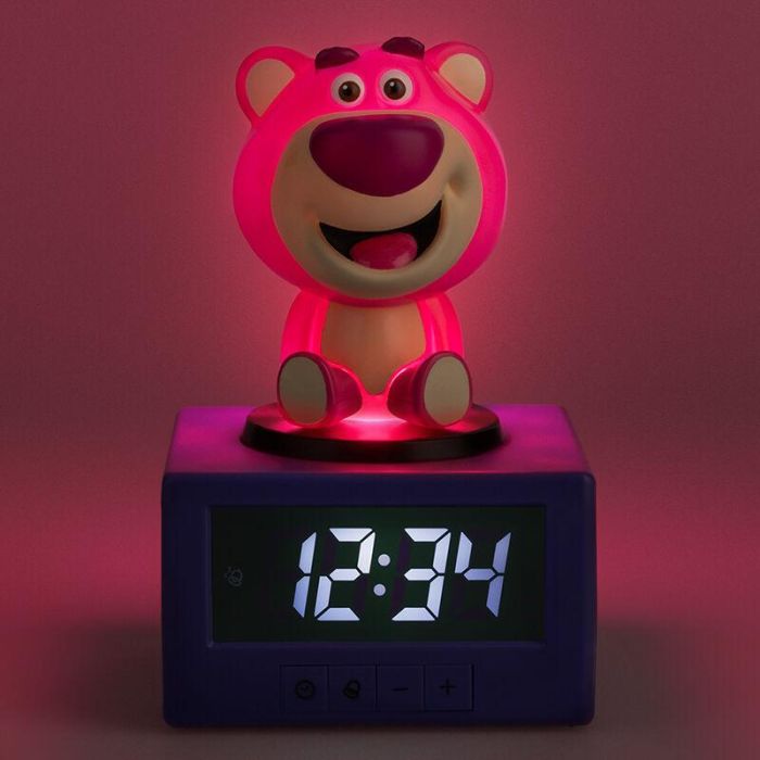 Paladone Reloj Despertador de Toy Story, personaje Lotso el Oso Rosa. Diseño Amigable Disney Pixar con Pantalla Digital, funciona con Pilas. 4