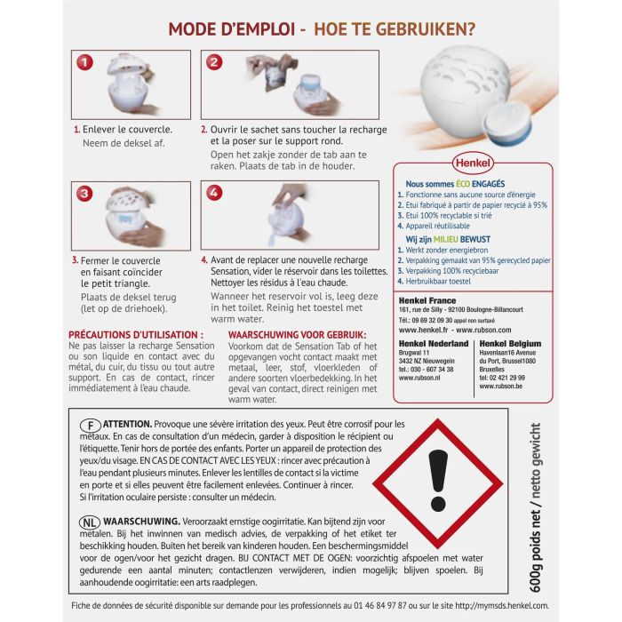 Rubson Sensation 2 3 en 1 Pestañas de potencia Recarga perfumada Sensation Fruits, difunde continuamente una nota floral 1