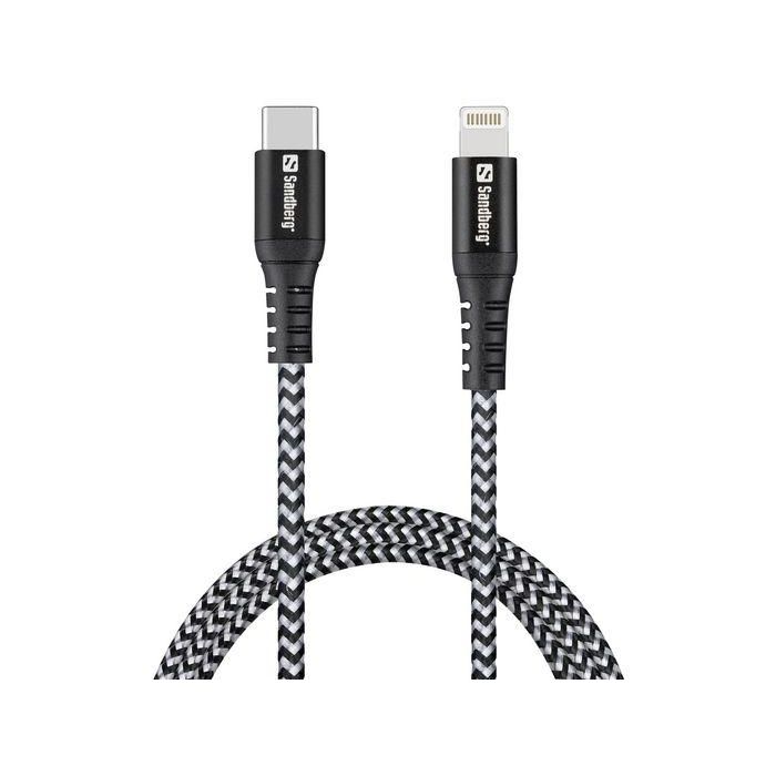 Sandberg Survivor Cable USB-C a Lightning 1M iPhone iPad, Carga PD, Kevlar Reforzado, Duradero (70Kg, 60.000 Plegados) 0 Sandberg Survivor Cable USB-C a Lightning 1M iPhone iPad, Carga PD, Kevlar Reforzado, Duradero (70Kg, 60.000 Plegados) 0