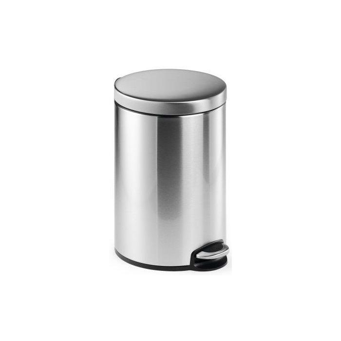 Papelera Metalica Durable Redonda 12 Litros Con Pedal Inoxidable