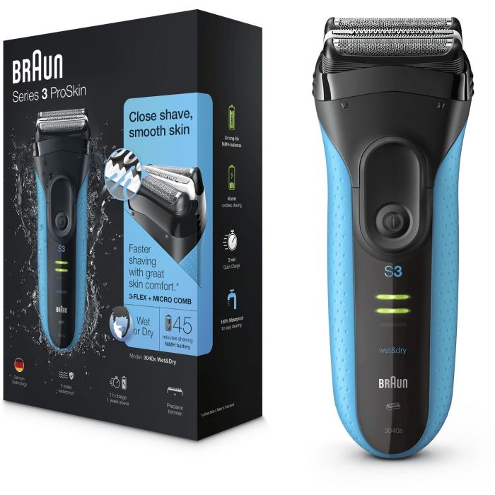Braun Serie 3 3040s ProSkin Máquina Afeitar Eléctrica de Láminas Seco y Húmedo Recargable con Recortadora