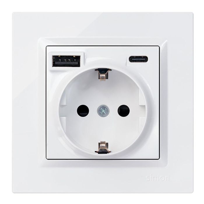 Base enchufe schuko + usb a + c 10,5 W 16 a 250 v~, simon 10, blanco 0 Base enchufe schuko + usb a + c 10,5 W 16 a 250 v~, simon 10, blanco 0