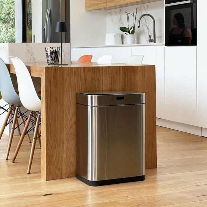 Kitchen Move Superior - Contenedor de Basura Automático de 60 Litros, Acero Inoxidable Moderno, Gran Capacidad para Familias Activas 5